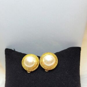 Signed AAI Vintage Gold and Pearl Earrings